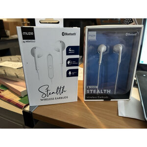 Stealth Wireless Earbuds Bluetooth In Ear White Built in Mic, Media Control